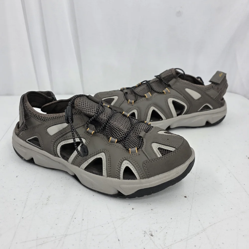 Eddie Bauer Men's Laketrail‎ Water Sandals Brown Gray Size 11M Bungee EUC.